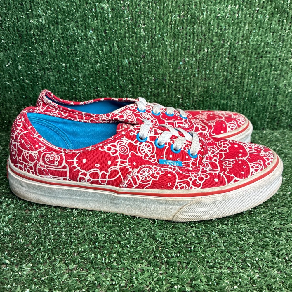 Vans Authentic Hello Kitty Sanrio Pattern Lace Up Sneakers Red Womens 7.5 Mens 6